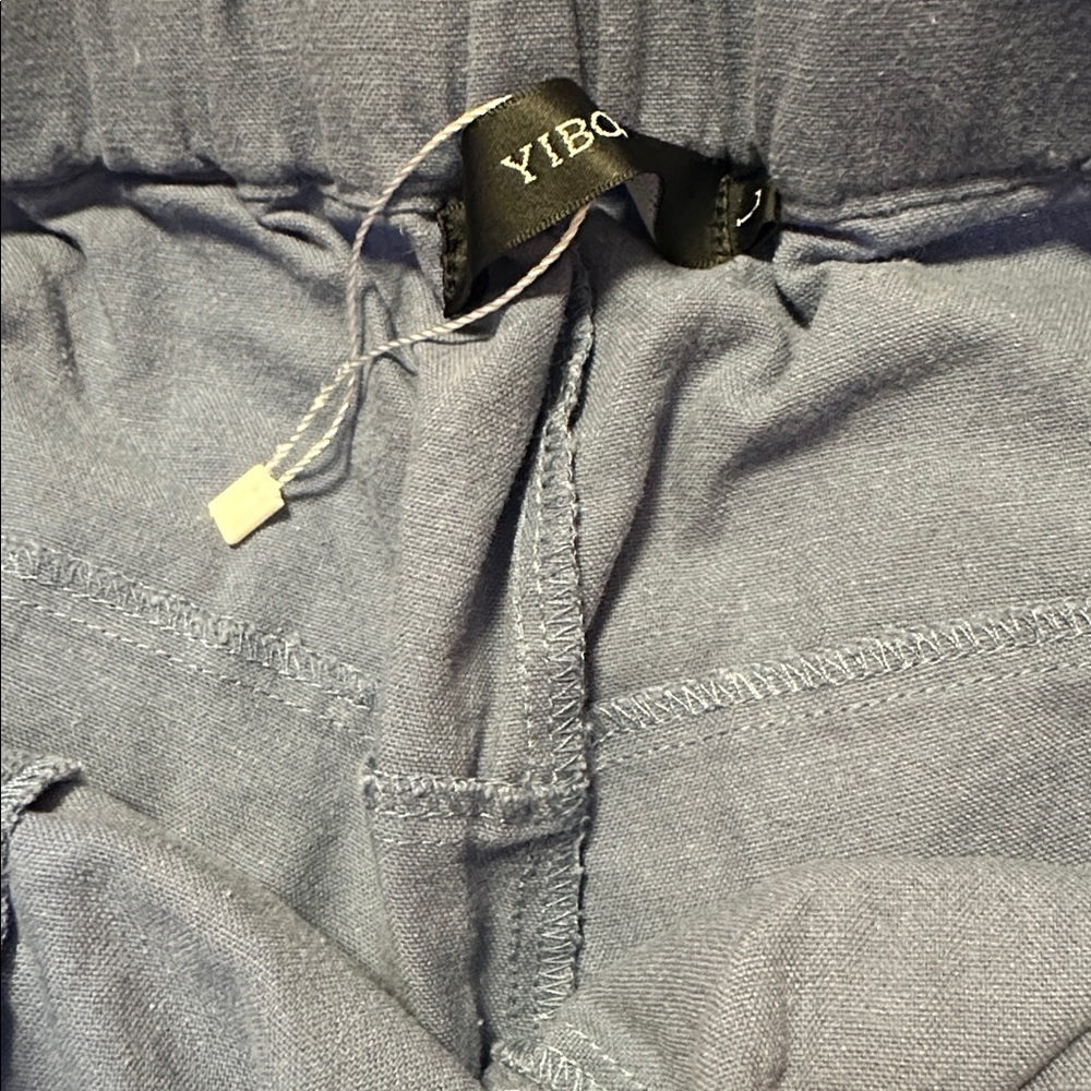 Women’s Blue drawstring Linen/cotton Blend Shorts Size Large nwot - Picture 3 of 6